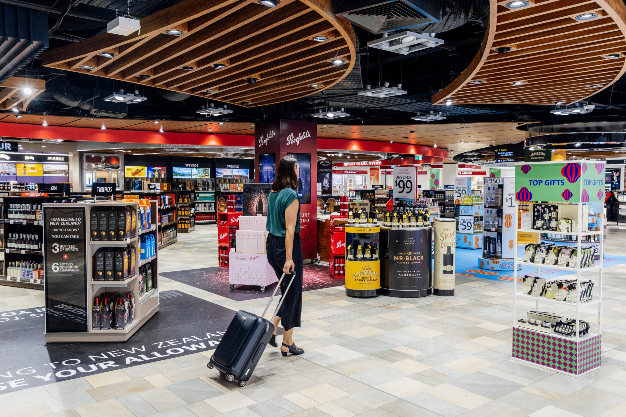 Women walking through shop at airport